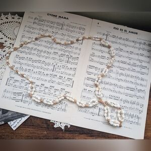 Elegant White Beaded Shell Necklace